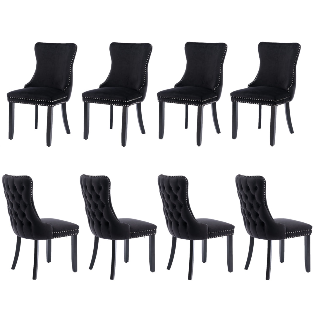 Tivoli Velvet Dining Chair Set of 8 – Black