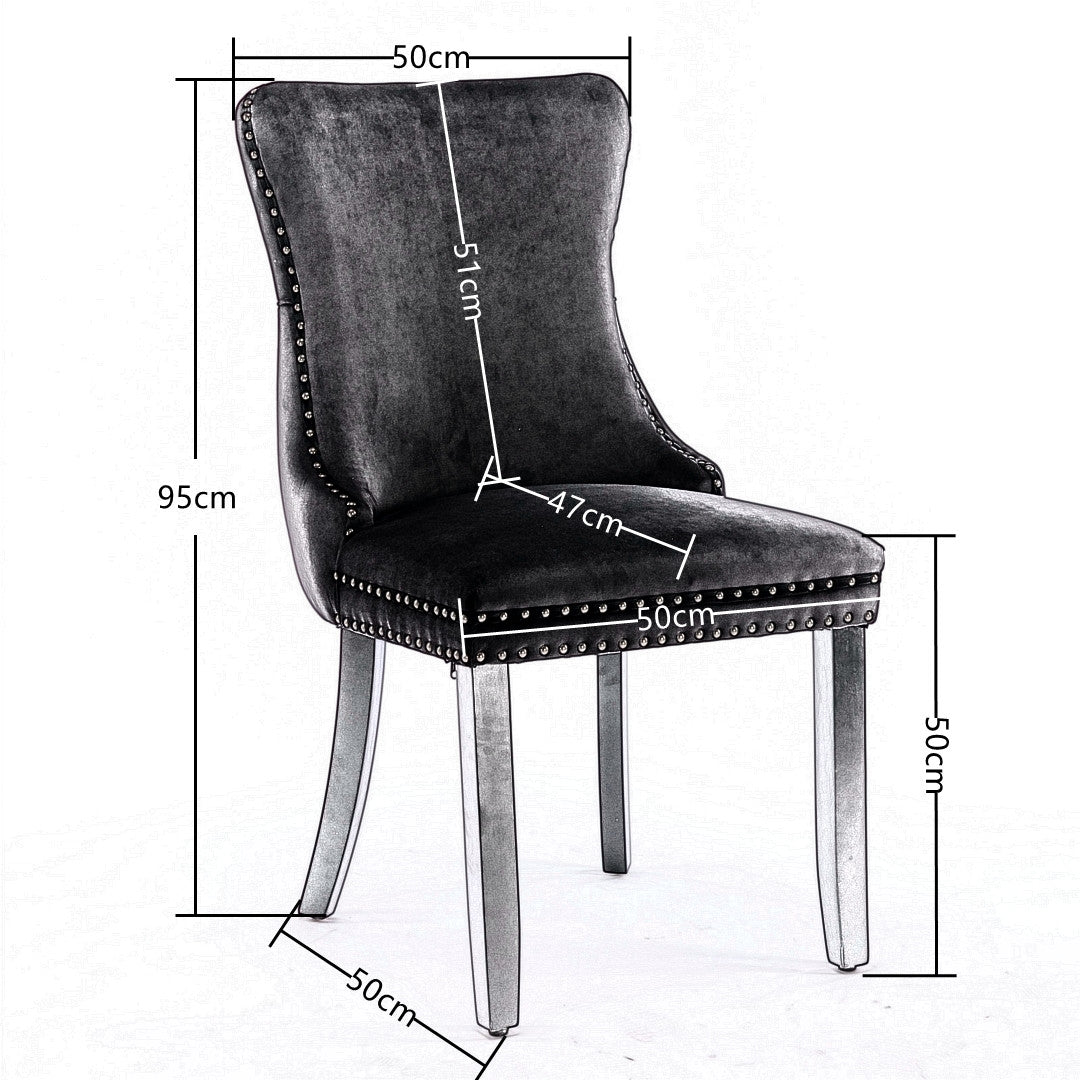 Tivoli Velvet Dining Chair Set of 8 – Black