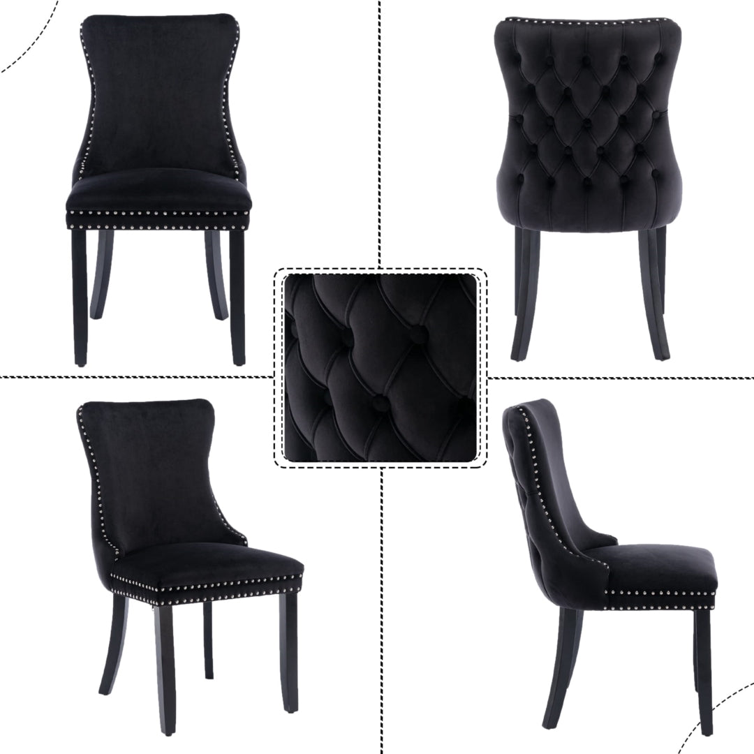 Tivoli Velvet Dining Chair Set of 8 – Black