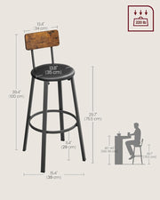 Coastal PU Leather Bar Stool Set of 2 – Brown