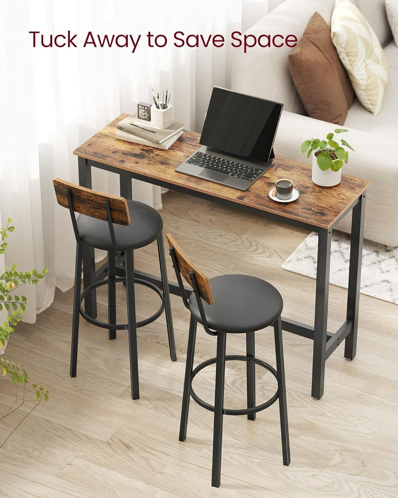 Coastal PU Leather Bar Stool Set of 2 – Brown