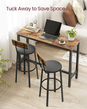 Coastal PU Leather Bar Stool Set of 2 – Brown