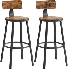 VASAGLE Tall Bar Stools Set of 2 Bar Chairs Vintage Brown