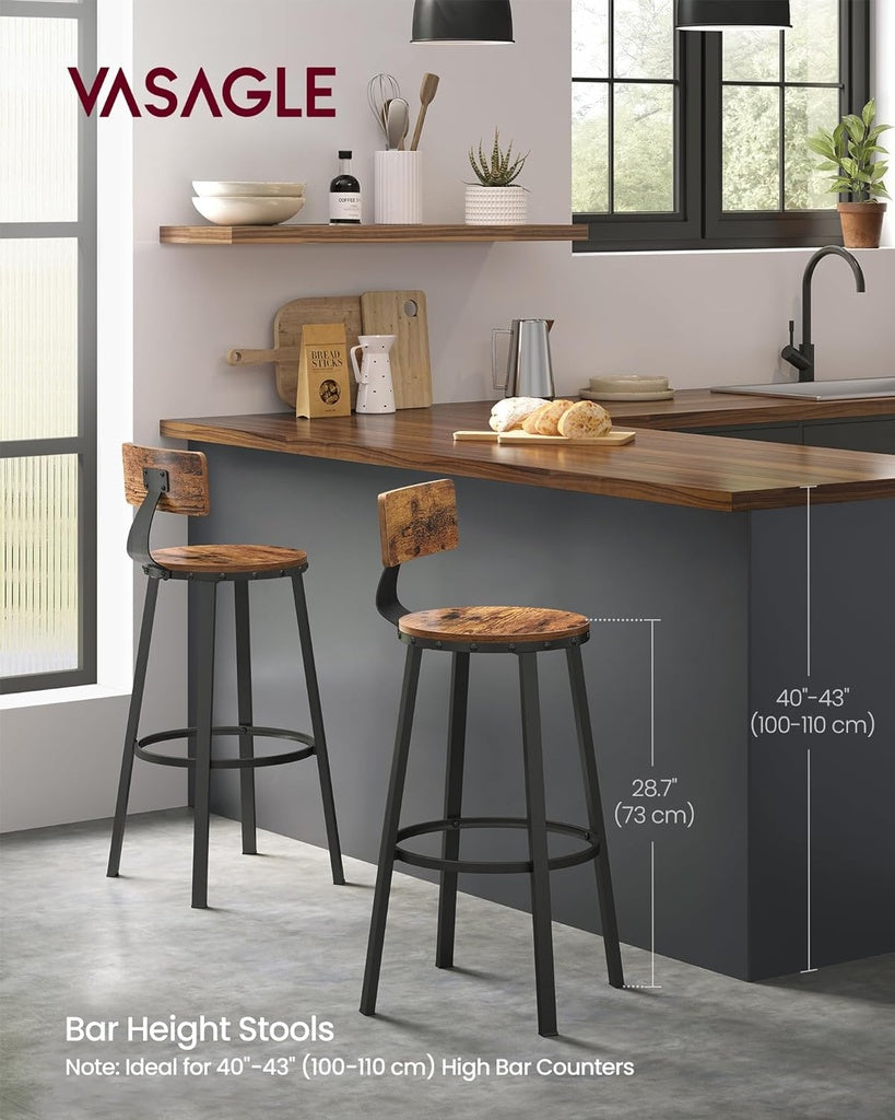 Tall Bar Stool Set of 2 – Brown