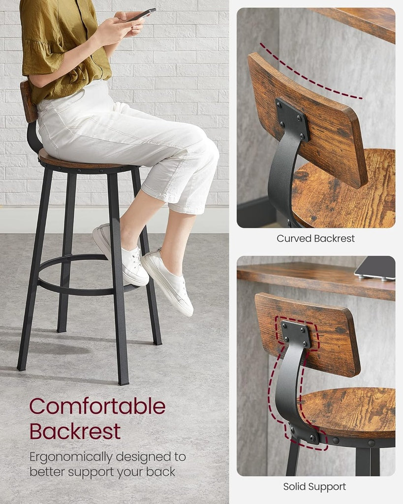 Tall Bar Stool Set of 2 – Brown