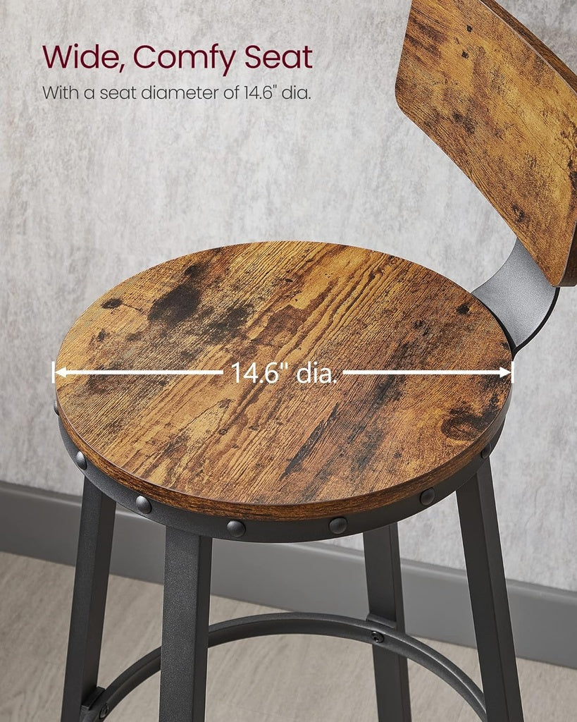 Tall Bar Stool Set of 2 – Brown