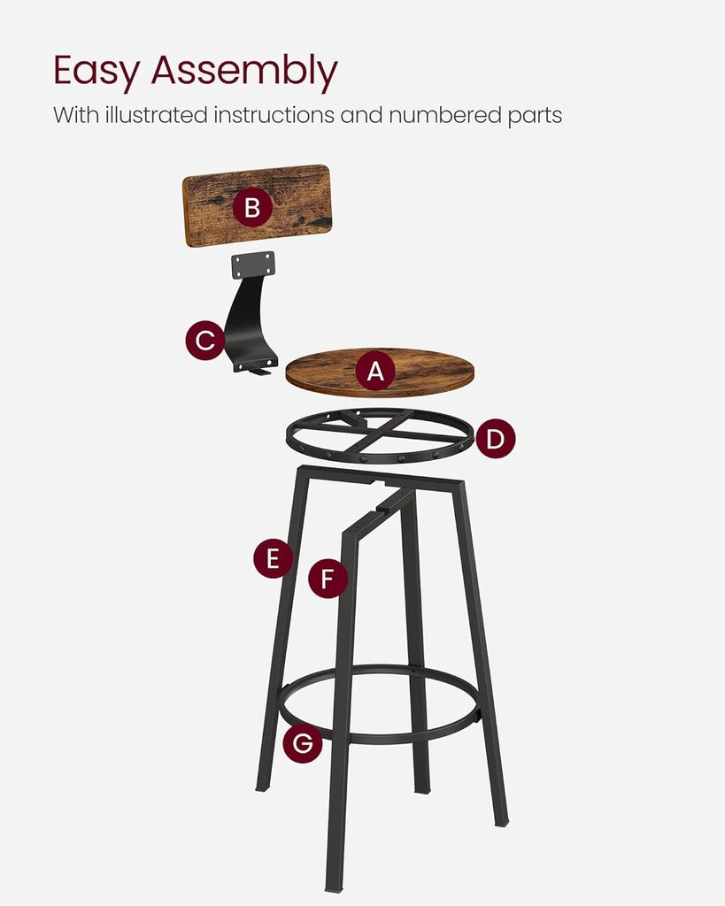 Tall Bar Stool Set of 2 – Brown