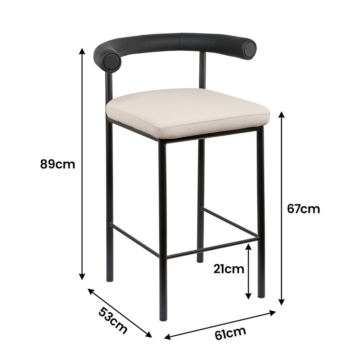 Sarantino PU Leather Bar Stool – Black