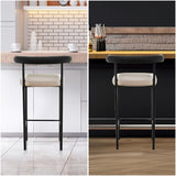 Sarantino Cedric Bar Stool W/ High-density Foam Upholstered In PU Leather Sturdy Iron Frame In Black And Beige