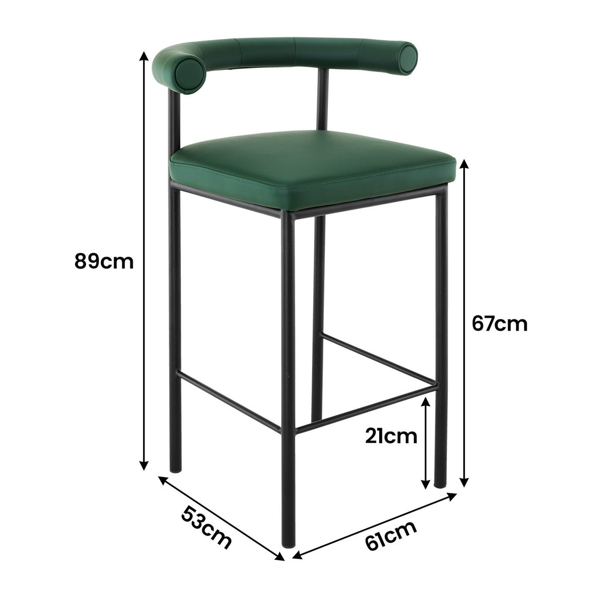 Sarantino PU Leather Bar Stool – Green