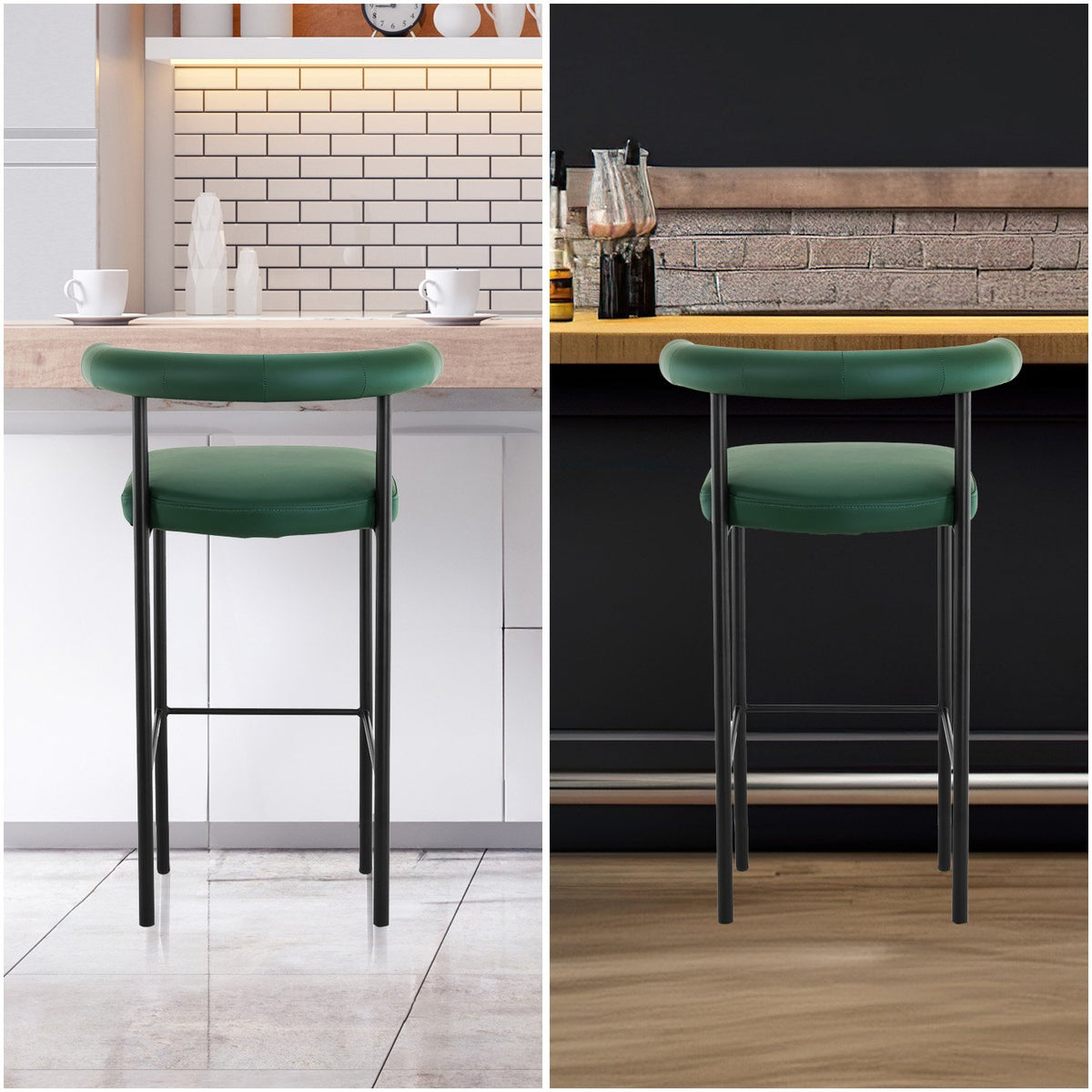 Sarantino PU Leather Bar Stool – Green