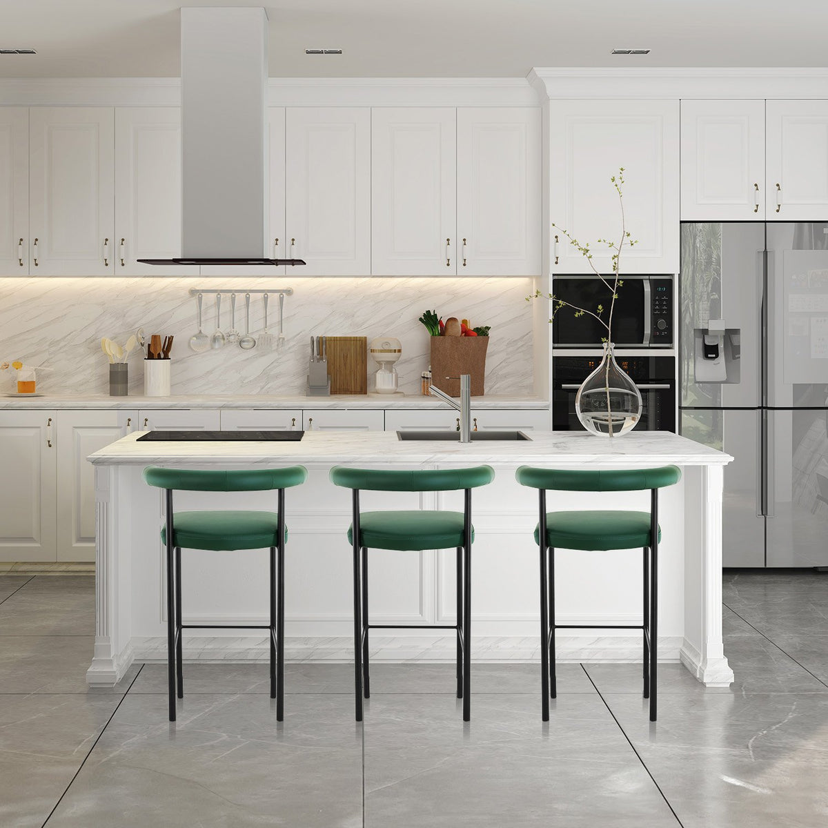 Sarantino PU Leather Bar Stool – Green