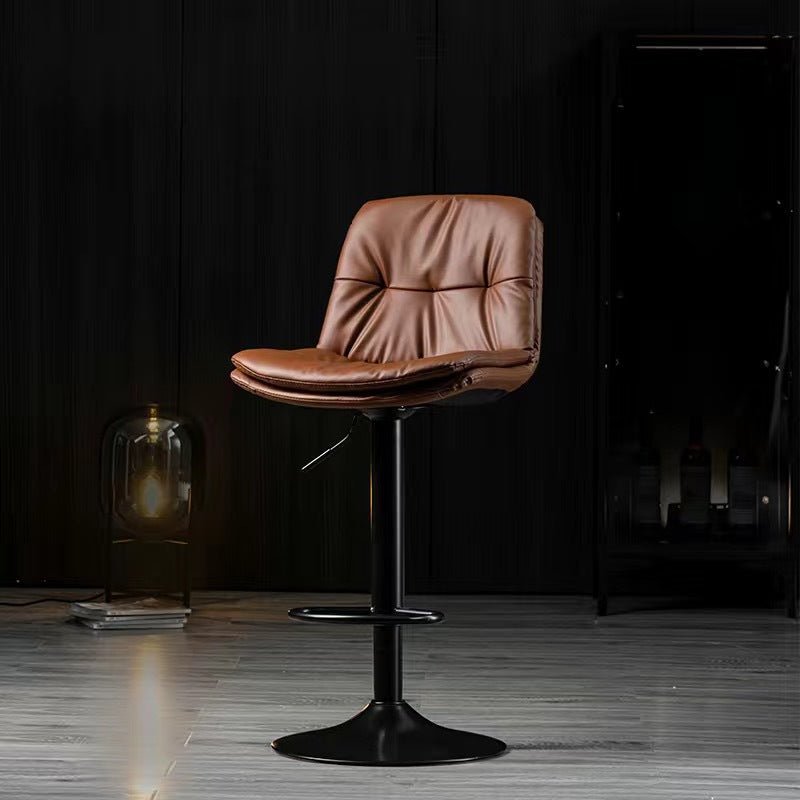 Ciro PU Leather Gas-Lift Swivel Bar Stool – Brown