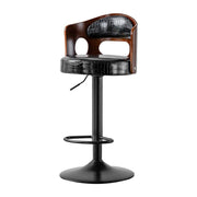 Sophisticated PU Leather Gas-Lift Swivel Bar Stool – Black
