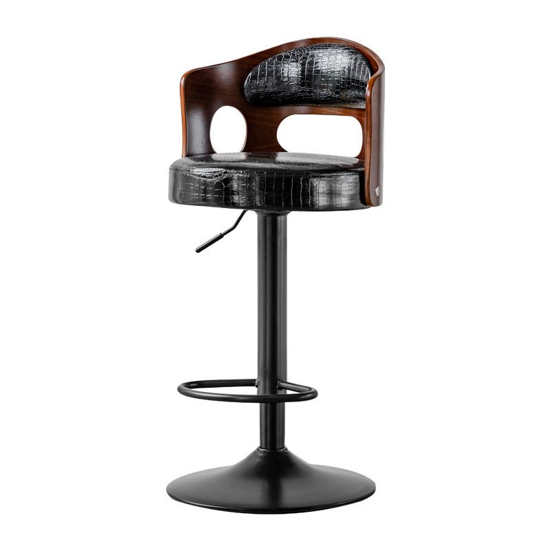 Sophisticated PU Leather Gas-Lift Swivel Bar Stool – Black