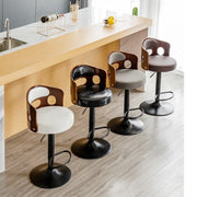 Sophisticated PU Leather Gas-Lift Swivel Bar Stool – Black