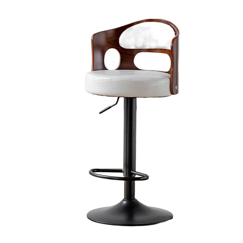 Sophisticated PU Leather Gas-Lift Swivel Bar Stool – White