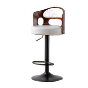 Sophisticated PU Leather Gas-Lift Swivel Bar Stool – White