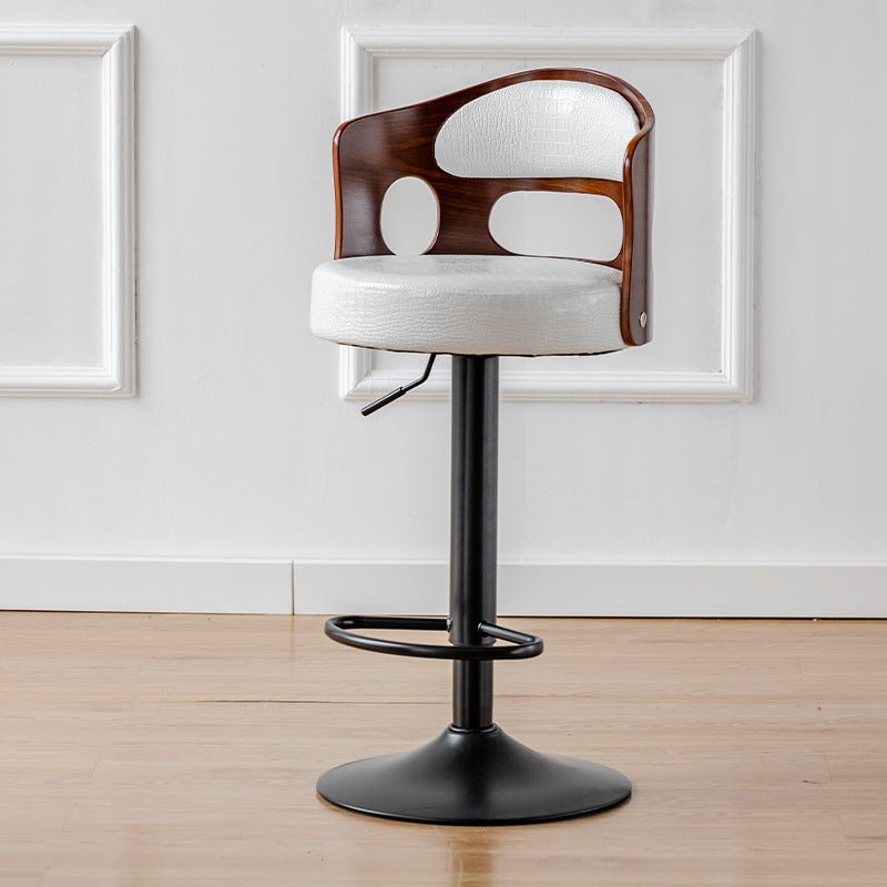 Sophisticated PU Leather Gas-Lift Swivel Bar Stool – White