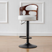 Sophisticated PU Leather Gas-Lift Swivel Bar Stool – White