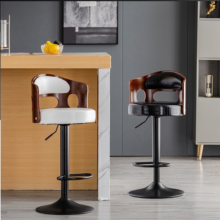 Sophisticated PU Leather Gas-Lift Swivel Bar Stool – White