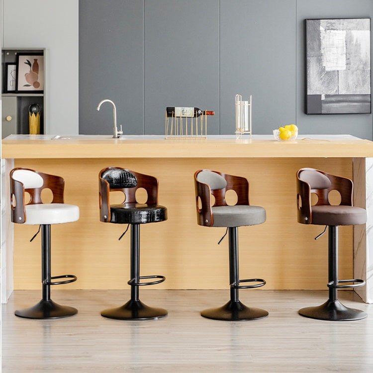 Sophisticated PU Leather Gas-Lift Swivel Bar Stool – White