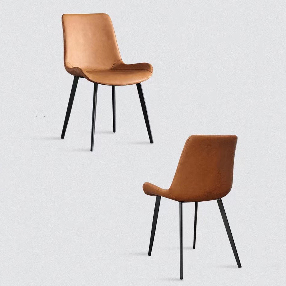 Minimal PU Leather Dining Chair – Brown