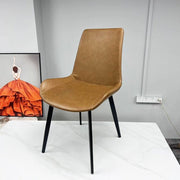 Minimal PU Leather Dining Chair – Brown