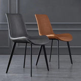 Minimal List Dining Chairs PU Retro Chair Cafe Kitchen Modern Metal Legs x 2 Grey