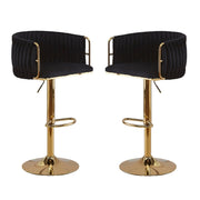 Fairmont Velvet Gas-Lift Swivel Bar Stool Set of 2 – Black