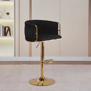 Fairmont Velvet Gas-Lift Swivel Bar Stool Set of 2 – Black