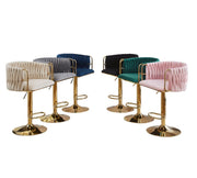 Fairmont Velvet Gas-Lift Swivel Bar Stool Set of 2 – Black