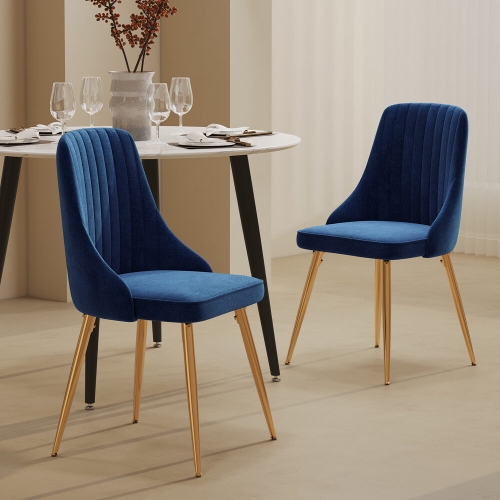 Viva Velvet Dining Chair Set of 2 – Blue
