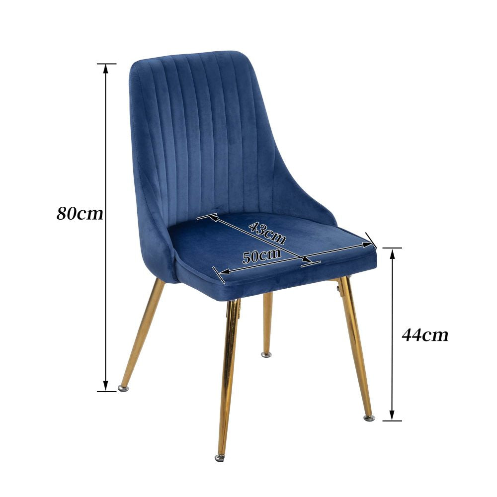 Viva Velvet Dining Chair Set of 2 – Blue