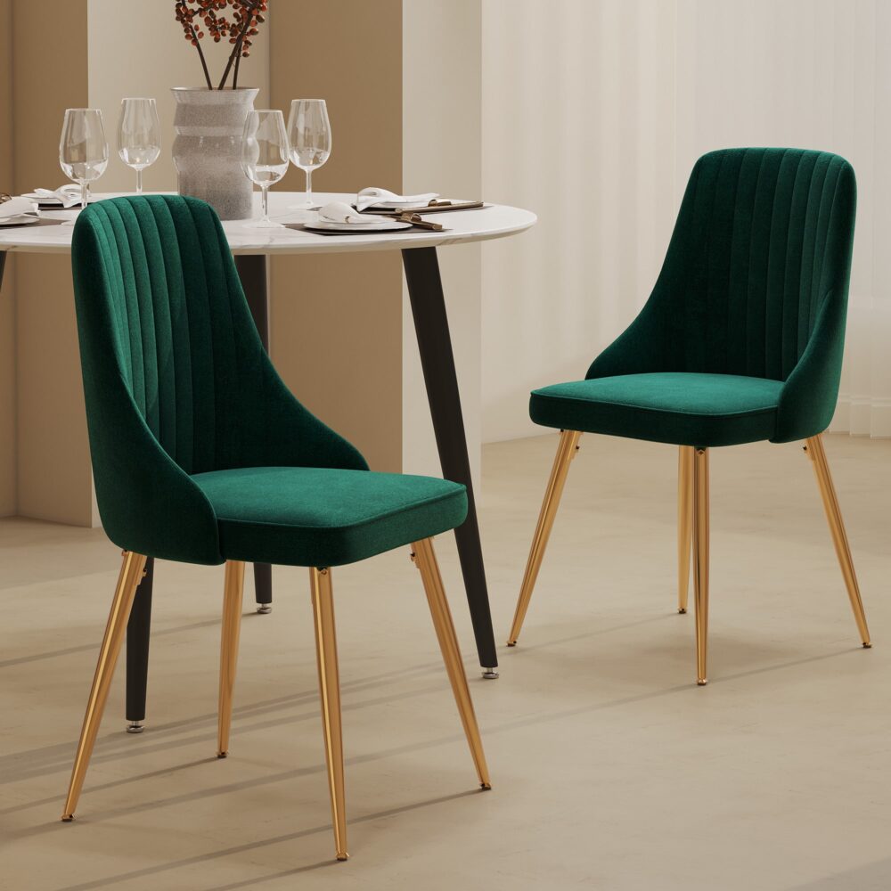 Viva Velvet Dining Chair Set of 2 – Green
