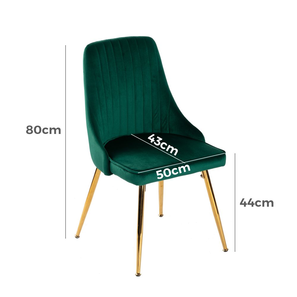 Viva Velvet Dining Chair Set of 2 – Green