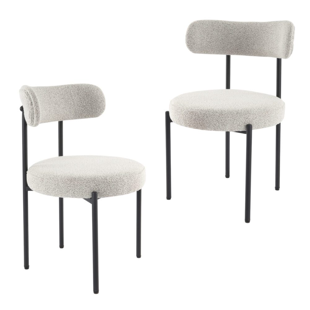 Kairo Bouclé Dining Chair – White