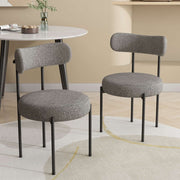 Plush Bouclé Dining Chair – Grey