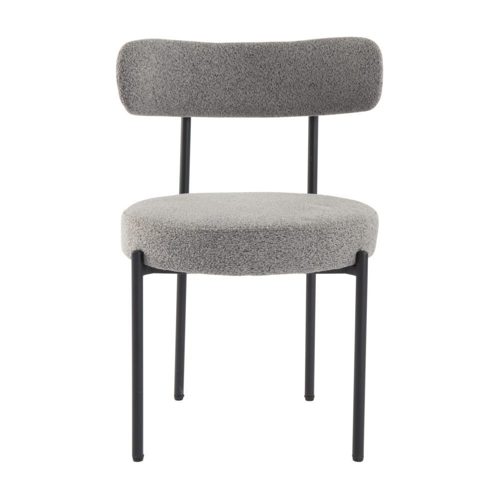 Plush Bouclé Dining Chair – Grey