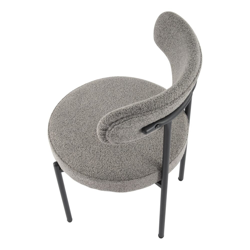 Plush Bouclé Dining Chair – Grey