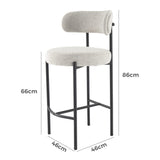 Sleek White Metal Boucle Elsa Bar Stools