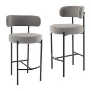 Low Bouclé Bar Stool – Grey