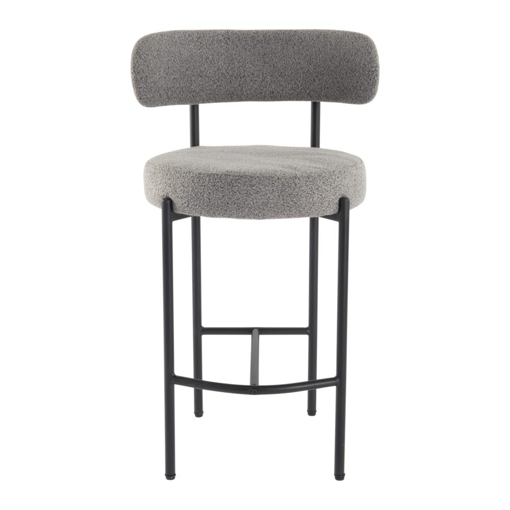 Low Bouclé Bar Stool – Grey