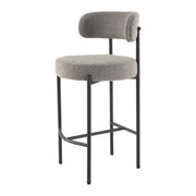Low Bouclé Bar Stool – Grey