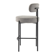 Low Bouclé Bar Stool – Grey