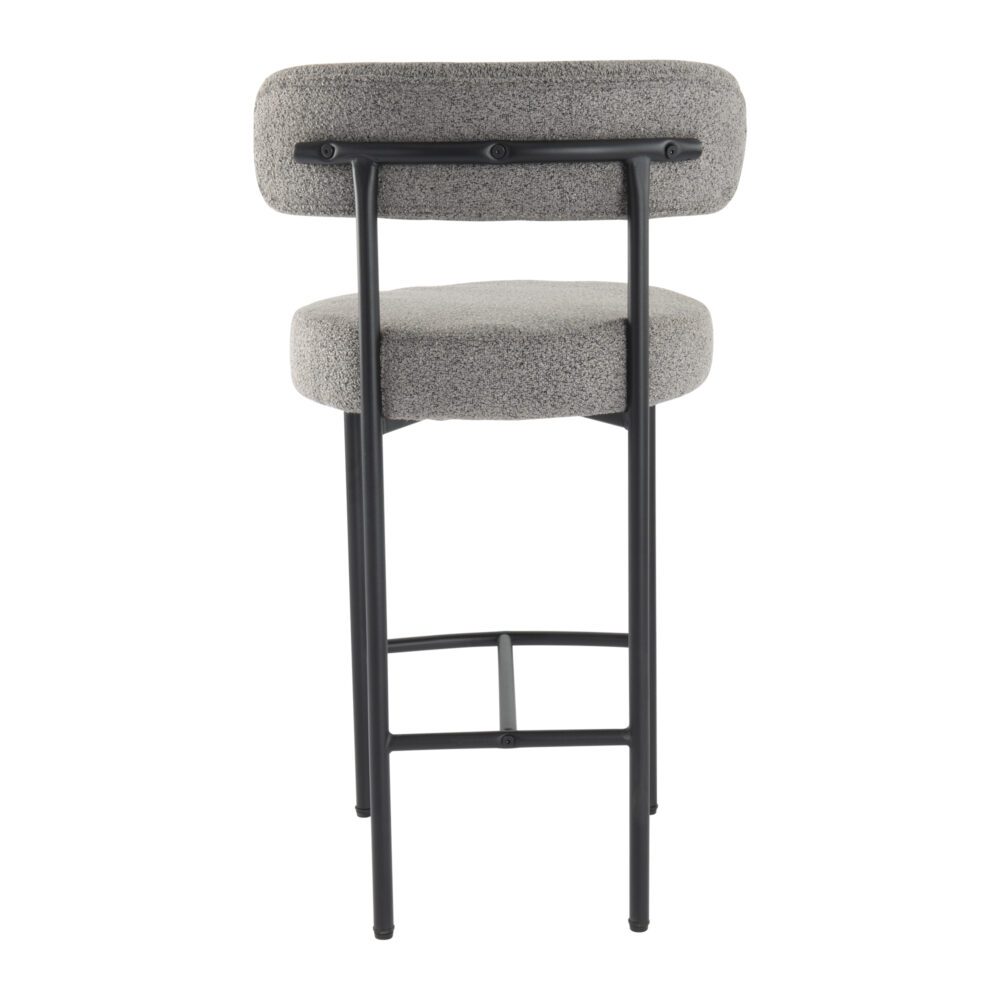 Low Bouclé Bar Stool – Grey