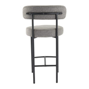 Low Bouclé Bar Stool – Grey