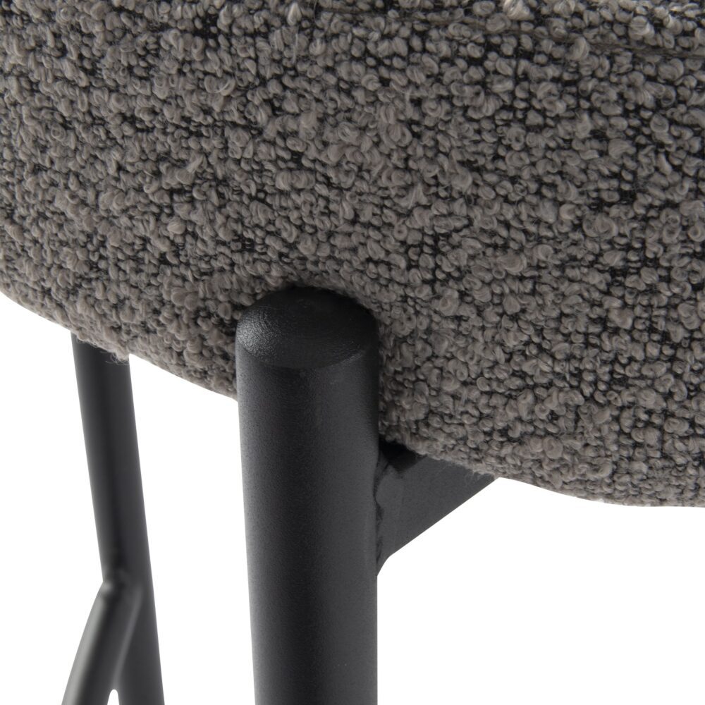 Low Bouclé Bar Stool – Grey