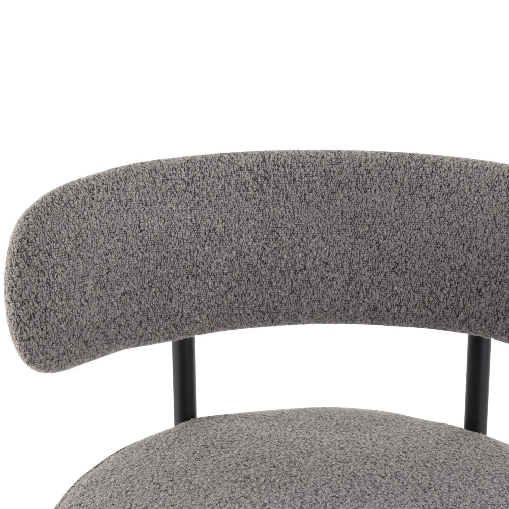 Low Bouclé Bar Stool – Grey