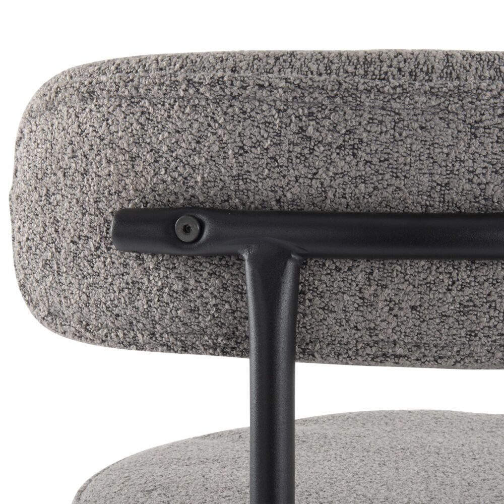 Low Bouclé Bar Stool – Grey